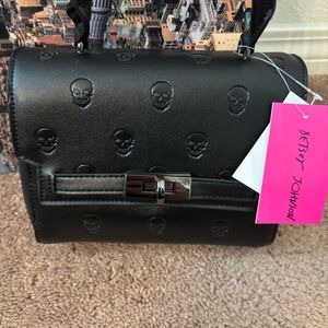NWT Betsey Johnson Black Skull Embossed Women's Bag